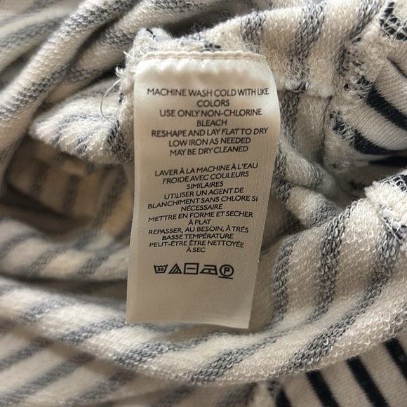 Anthropologie Pilcro striped cotton sweatshirt oversized grommets black-cream S - Picture 7 of 8
